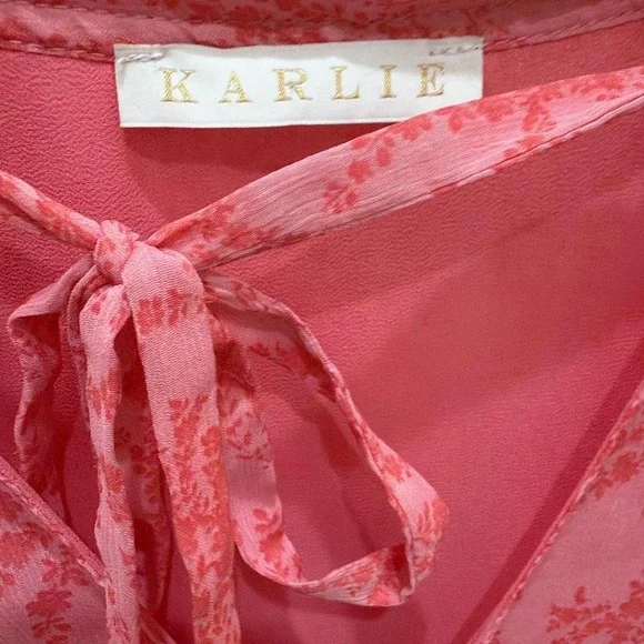 Karlie Pink Ruffle Tiered Dress Size Medium‎ - Picture 9 of 12